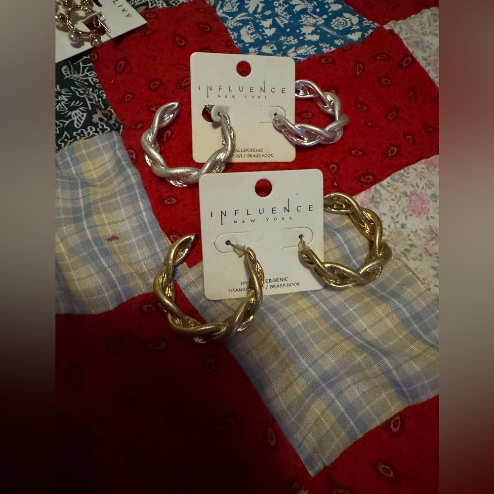 Gold and Silver Twisted Hoop Earrings